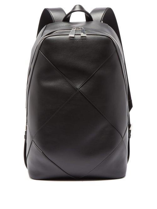 Matchesfashion.com Bottega Veneta - Intrecciato Panelled Leather Backpack - Mens - Black
