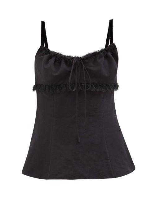 Brock Collection - Siria Lace-trim Cotton-blend Poplin Top - Womens - Black