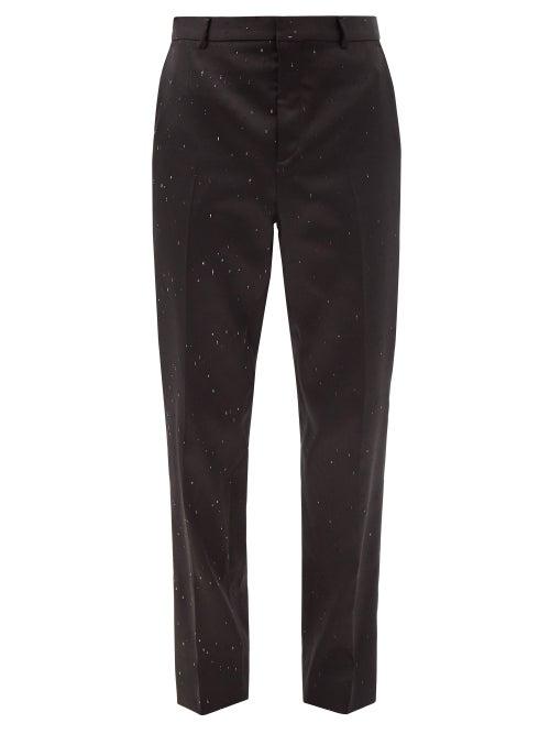 Matchesfashion.com Saint Laurent - Speckled Dupion Straight-leg Trousers - Mens - Black
