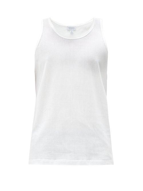 Matchesfashion.com Sunspel - Cellular-cotton Tank Top - Mens - White