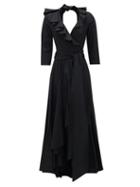 Matchesfashion.com Franoise - Open-back Ruffled Cotton Maxi Dress - Womens - Black