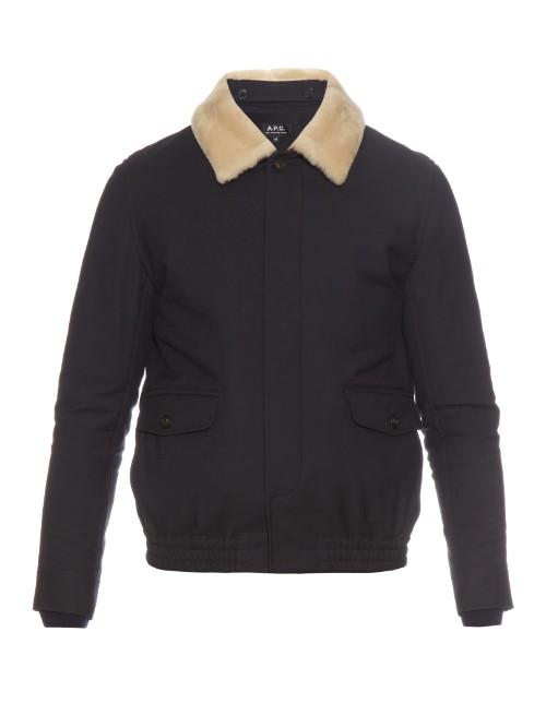 A.p.c. Shearling-collar Cotton-blend Bomber Jacket