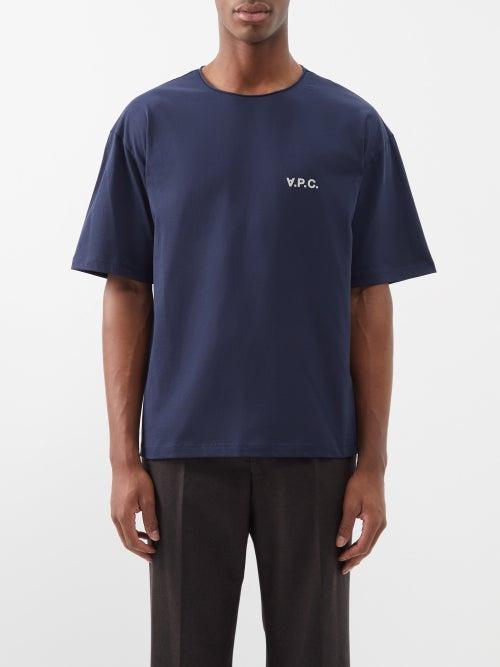 A.p.c. - Vpc-print Cotton-jersey T-shirt - Mens - Navy