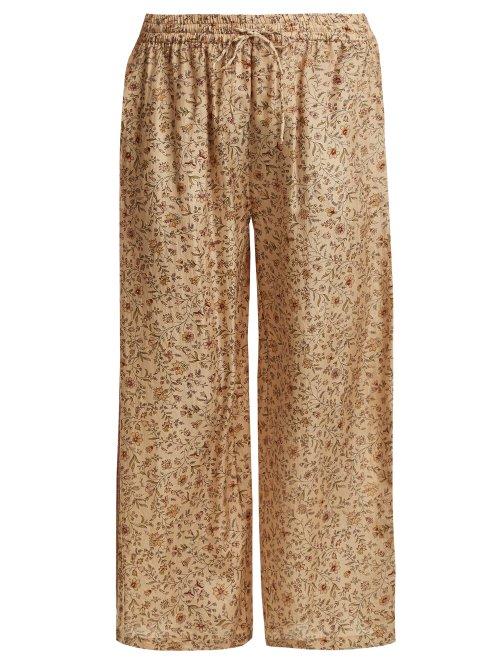Matchesfashion.com Mes Demoiselles - Floral Print Silk Trousers - Womens - Beige Multi