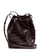 Matchesfashion.com Mansur Gavriel - Mini Crocodile Effect Leather Bucket Bag - Womens - Dark Brown