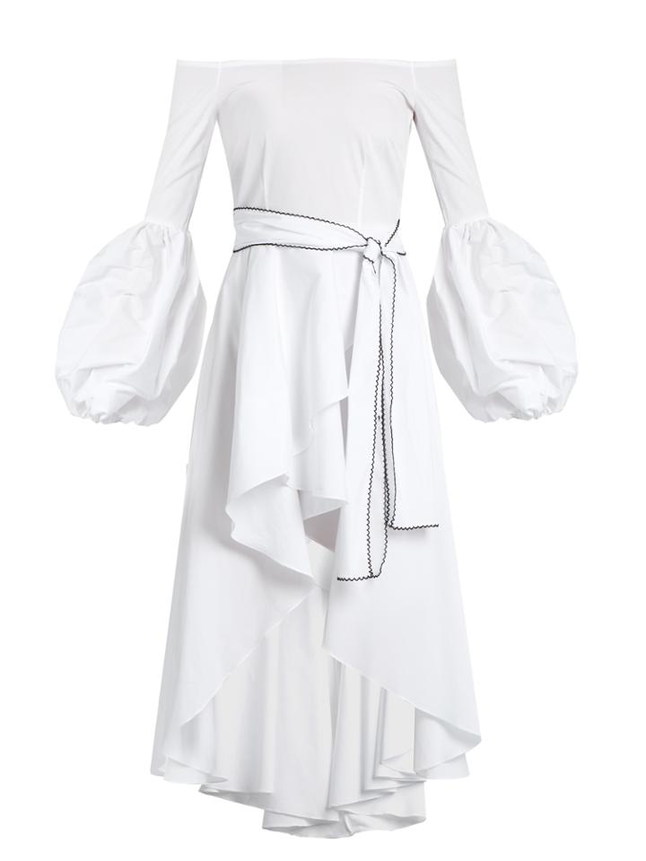 Caroline Constas Kleo Off-the-shoulder Cotton-blend Dress
