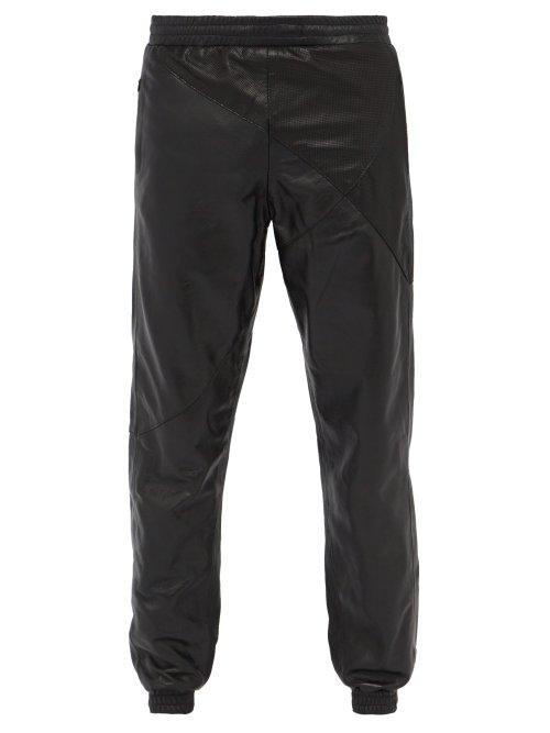 Matchesfashion.com Cottweiler - Perforated Leather Track Pants - Mens - Black