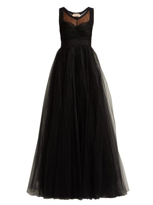 Matchesfashion.com No. 21 - Tulle And Crepe De Chine Gown - Womens - Black