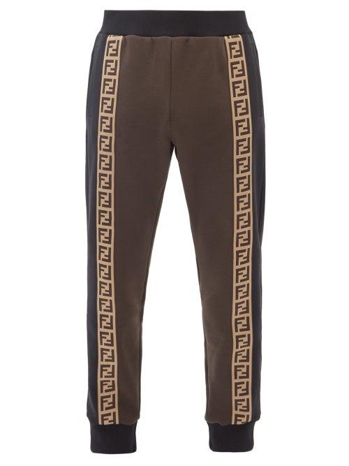Matchesfashion.com Fendi - Ff-jacquard Cotton-blend Jersey Track Pants - Mens - Black