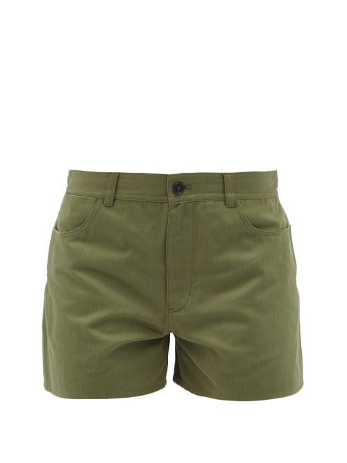 Matchesfashion.com Jil Sander - Herringbone-weave Cotton Shorts - Womens - Mid Green
