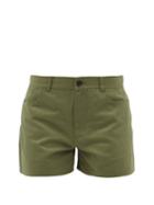 Matchesfashion.com Jil Sander - Herringbone-weave Cotton Shorts - Womens - Mid Green