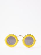 Loewe Eyewear - Round Metal Sunglasses - Mens - Yellow
