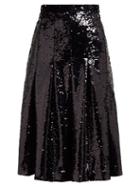 Matchesfashion.com Simone Rocha - Sequinned Pleated Midi Skirt - Womens - Black