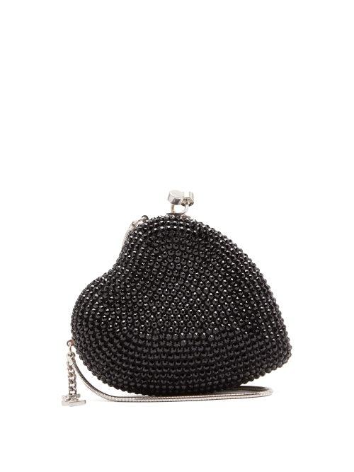 Matchesfashion.com Saint Laurent - Love Box Heart Shaped Crystal Embellished Clutch - Womens - Black