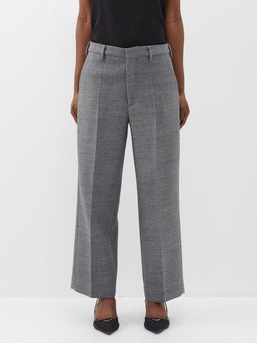 Raey - Flood-crop Wool Tailored Trousers - Womens - Black Multi
