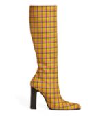 Matchesfashion.com Balenciaga - Block Heel Checked Wool Boots - Womens - Yellow Multi