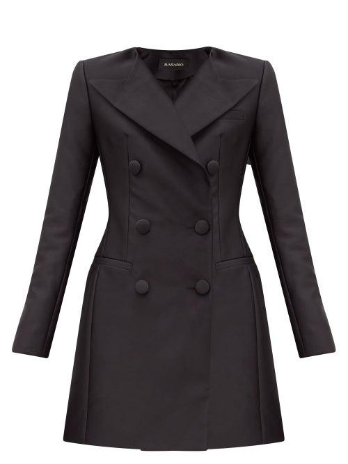 Matchesfashion.com Rasario - Double-breasted Satin Blazer Mini Dress - Womens - Black