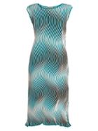 Matchesfashion.com Issey Miyake - Flow Cosmic Pleated Striped Dress - Womens - Blue White