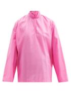 Matchesfashion.com Balenciaga - Tie-neck Cotton-poplin Blouse - Womens - Pink