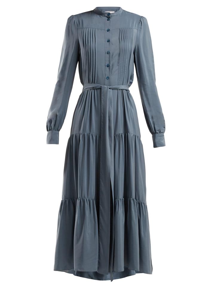 See By Chloé Pleated Tie-waist Crepe Dress