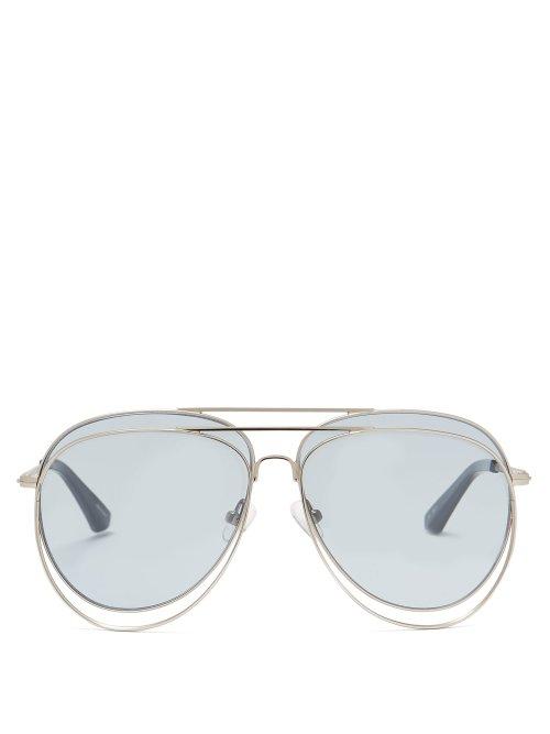 Matchesfashion.com Bless - X Bless Double Aviator Sunglasses - Mens - Silver