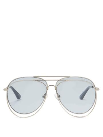 Matchesfashion.com Bless - X Bless Double Aviator Sunglasses - Mens - Silver