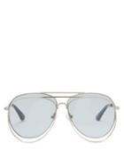 Matchesfashion.com Bless - X Bless Double Aviator Sunglasses - Mens - Silver
