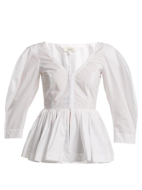 Matchesfashion.com Isa Arfen - Vera Gathered Cotton Top - Womens - White