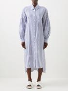 Lee Mathews - Landon Striped Cotton Shirt Dress - Womens - Blue