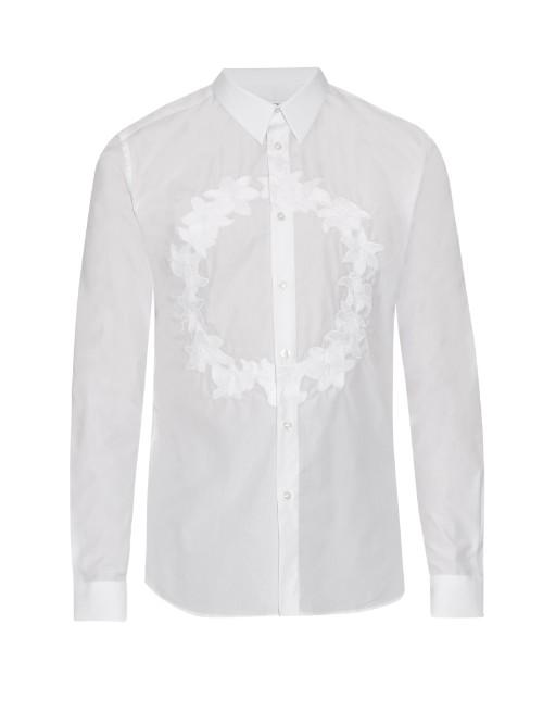 Givenchy Floral-crown Embroidered Cotton Shirt