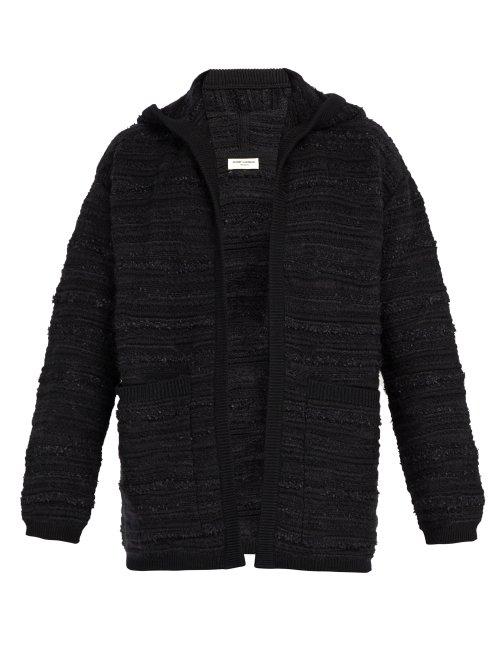 Matchesfashion.com Saint Laurent - Boucl Wool Blend Hooded Cardigan - Mens - Black