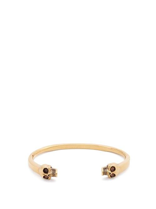 Matchesfashion.com Alexander Mcqueen - Skull Circular Cuff - Mens - Gold