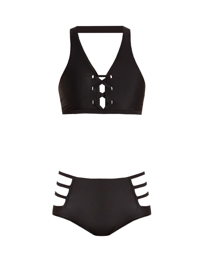 Charli Cohen Beatrix Lace-up Cut-out Bikini