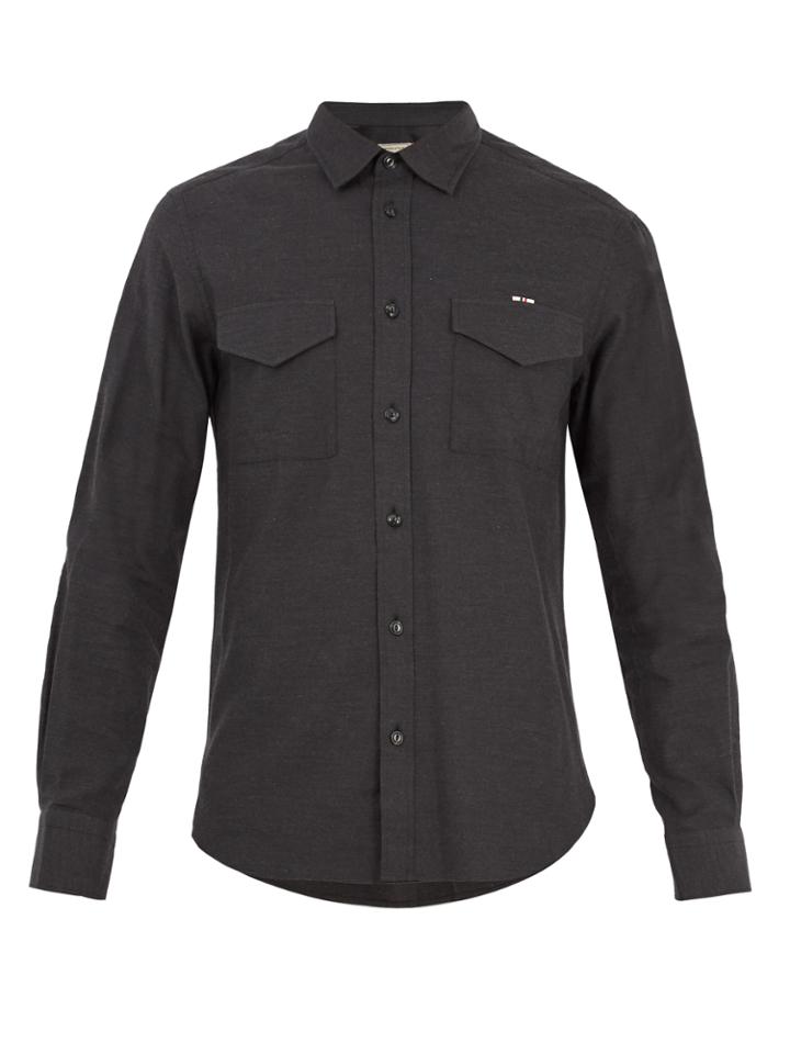 Maison Kitsuné Single-cuff Flapped-pocket Cotton-twill Shirt