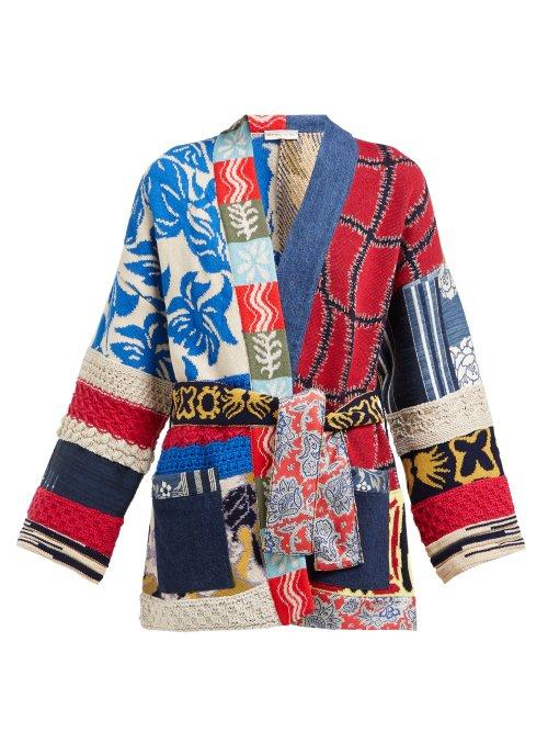 Matchesfashion.com Etro - Belted Patchwork Jacquard Knit Cardigan - Womens - Multi