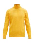 Matchesfashion.com Brunello Cucinelli - Roll-neck Rib-knitted Wool-blend Sweater - Mens - Yellow