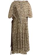 Balenciaga Drawstring-waist Pleated Dollar-print Dress