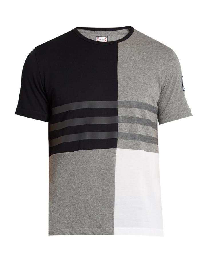 Moncler Gamme Bleu Contrast-panel Cotton T-shirt
