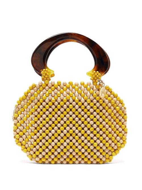Matchesfashion.com Rosantica By Michela Panero - Freddy Wooden Beaded Pouch Bag - Womens - Yellow Multi