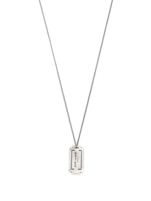 Matchesfashion.com Saint Laurent - Razor Blade Charm Necklace - Mens - Silver