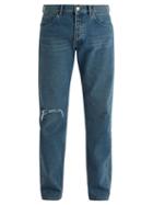 Matchesfashion.com Balenciaga - Archetype Distressed Straight Leg Jeans - Mens - Blue