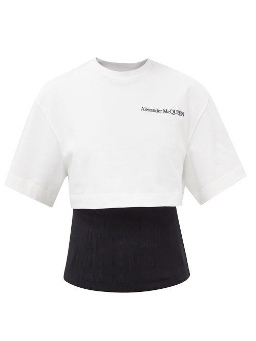 Alexander Mcqueen - Stretch-knit And Cotton-jersey T-shirt - Womens - White