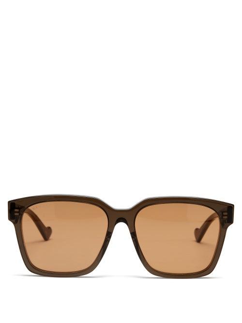 Gucci - Square Acetate Sunglasses - Mens - Brown