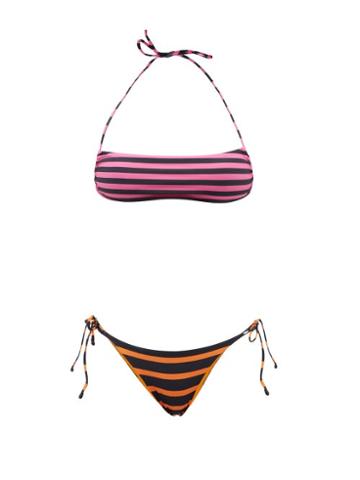 The Attico - Bi-colour Striped Bikini - Womens - Multi