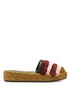 Marco De Vincenzo Fringed Quilted-satin Platform Wedge Slides