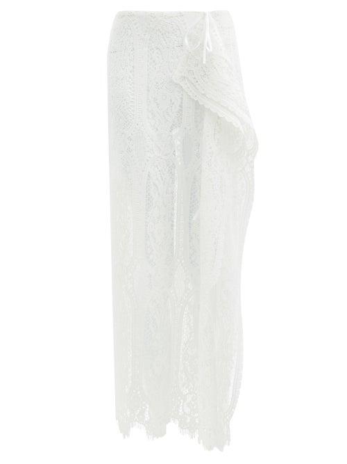 Matchesfashion.com The Attico - High-rise Cotton-lace Wrap Skirt - Womens - Ivory