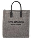 Saint Laurent - Rive Gauche Logo-embroidered Wool-blend Tote Bag - Mens - Grey