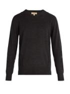 Matchesfashion.com Burberry - Checked Merino Wool Sweater - Mens - Charcoal