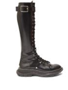 Matchesfashion.com Alexander Mcqueen - Lace Up Patent Leather Military Boots - Womens - Black
