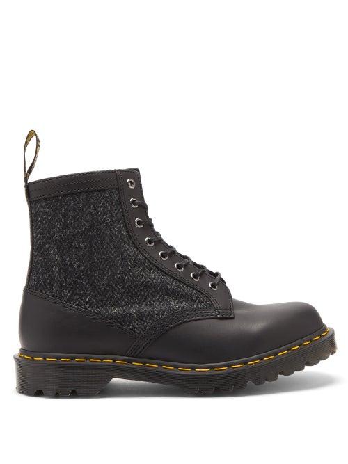 Matchesfashion.com Dr. Martens - 1460 Leather And Harris-tweed Boots - Mens - Black
